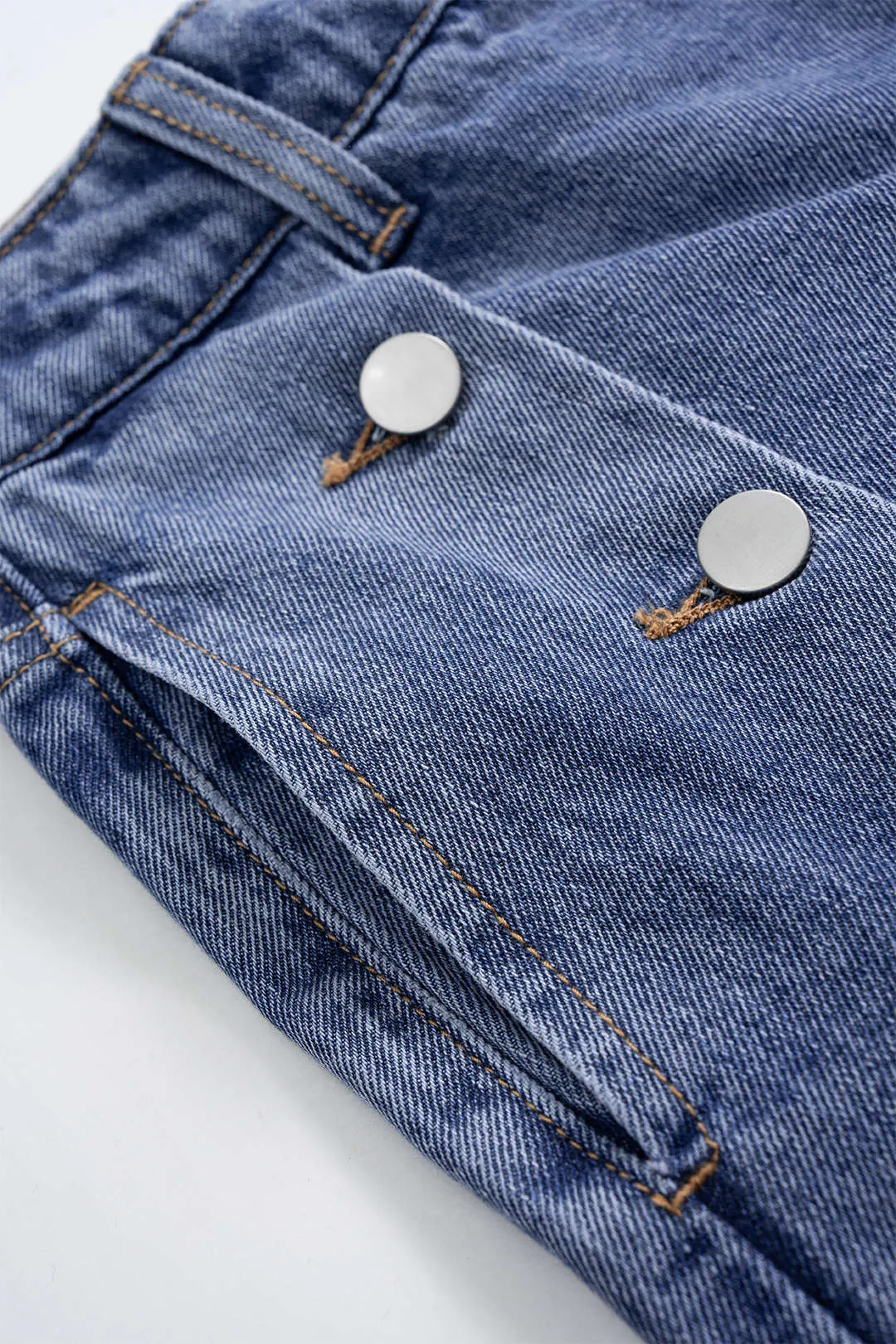 Denim Button Straight Leg Jeans sold by Micas product image thumbnail 3