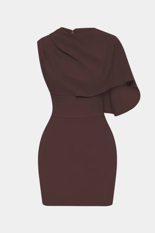 Asymmetrical Shoulder Zipper Mini Dress sold by Micas