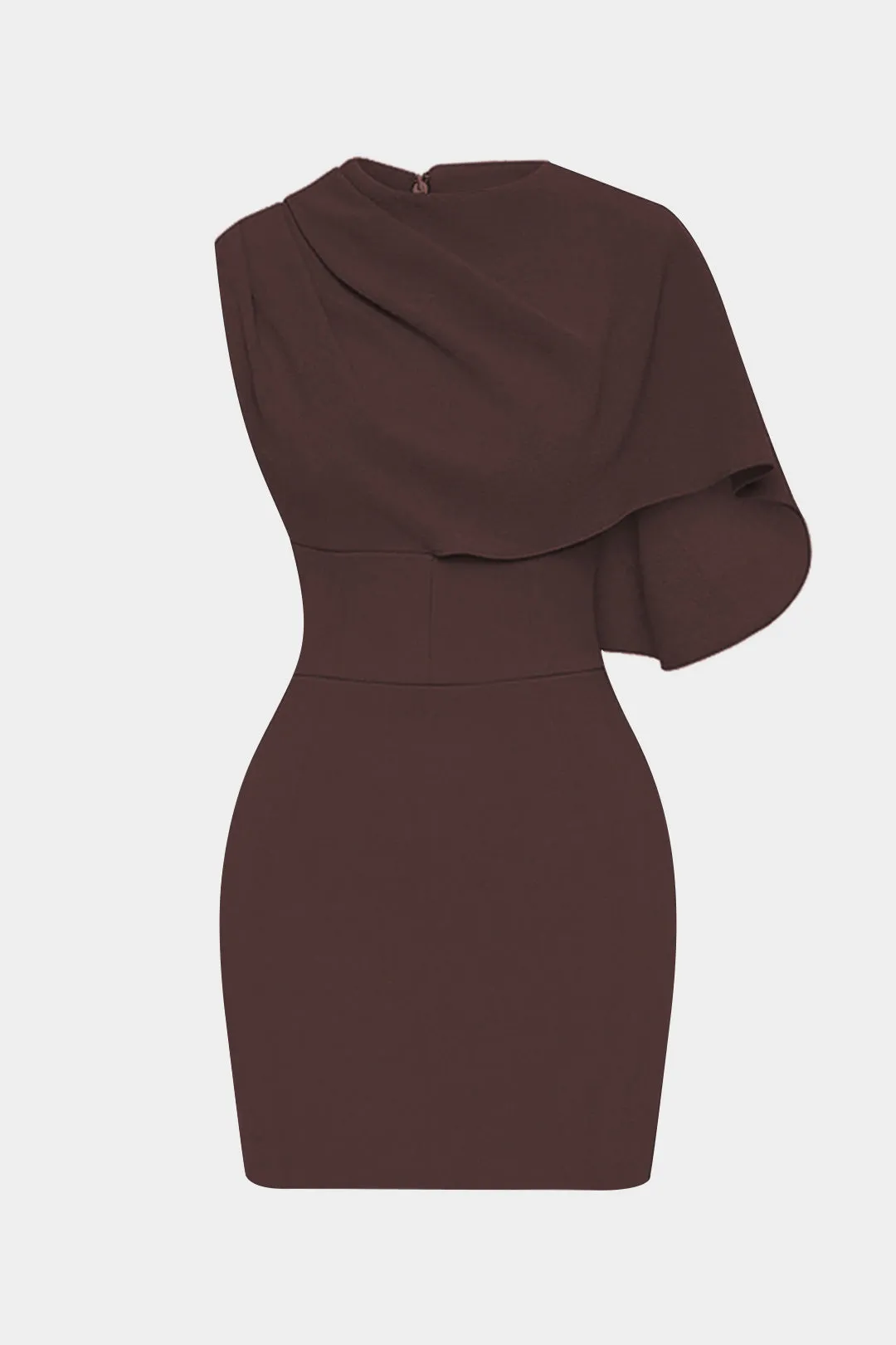 Asymmetrical Shoulder Zipper Mini Dress sold by Micas