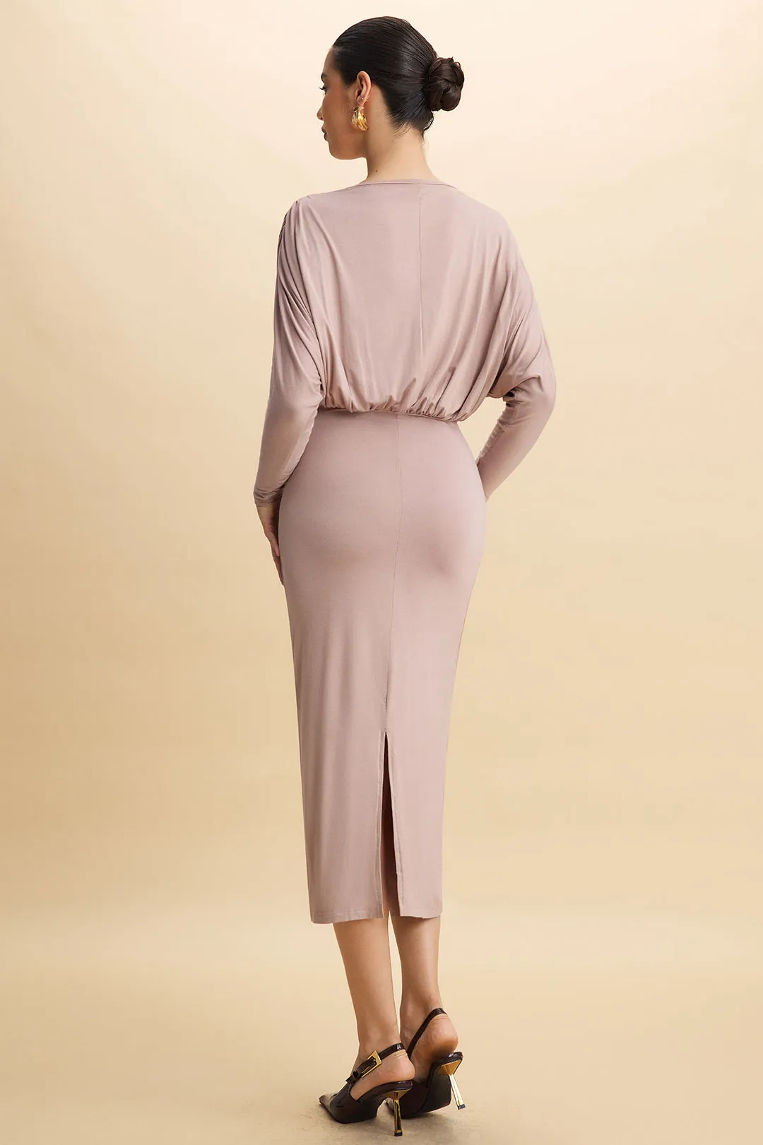 V-Neck Batwing Sleeve Ruched Maxi Dress sold by Micas product image thumbnail 2