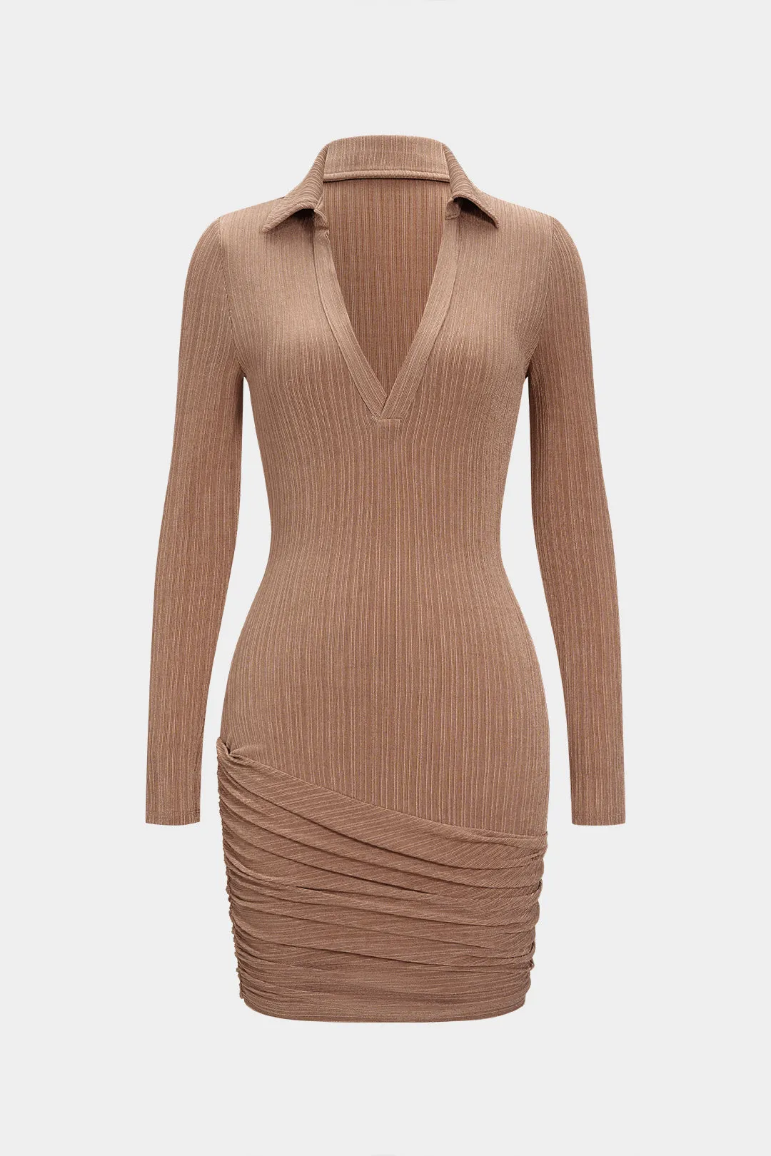 Ruched V-Neck Long Sleeve Mini Dress sold by Micas