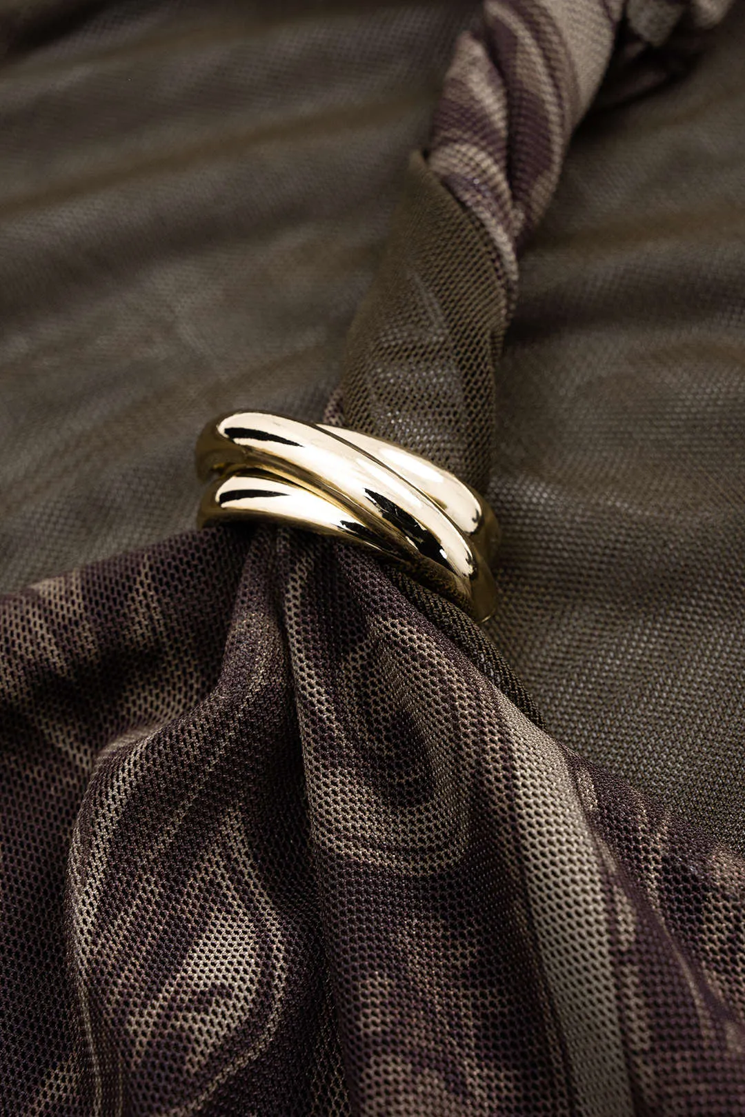 Paisley Print Mesh Metallic Twist Knot Asymmetrical Ruched Sleeveless Midi Dress sold by Micas product image thumbnail 3