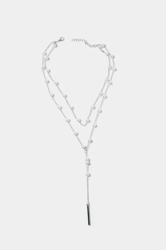 Pearl Metallic Chain Necklace sold by Micas