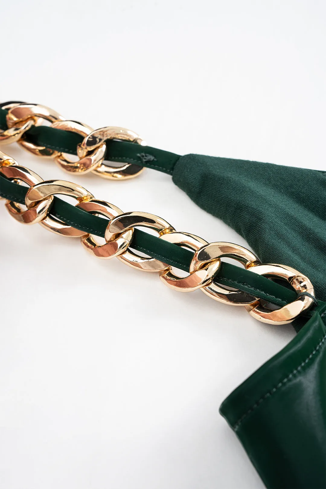 Faux Leather Chain Patchwork Sleeveless Bodysuit sold by Micas product image thumbnail 5