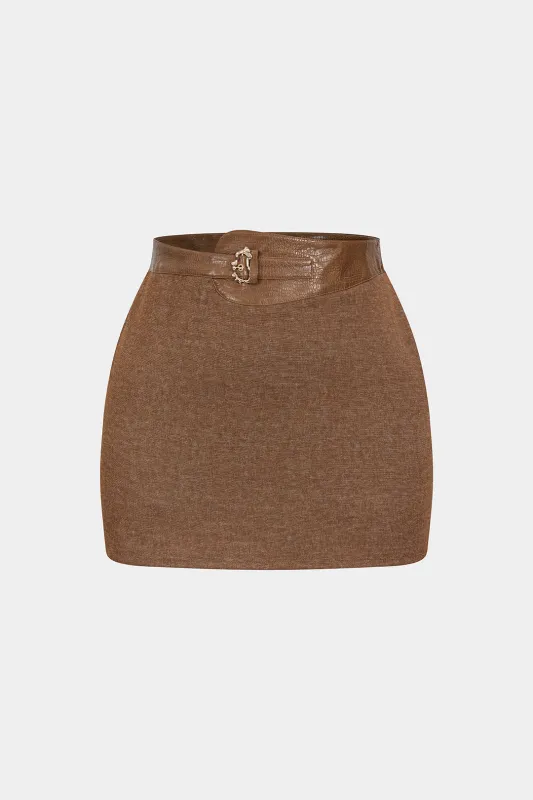 Plus Size Metallic Buckle Patchwork Skirt sold by Micas