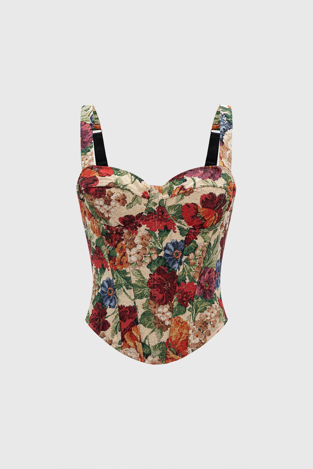 Retro Floral Print Corset Tie-Back Slip Cami Top sold by Micas