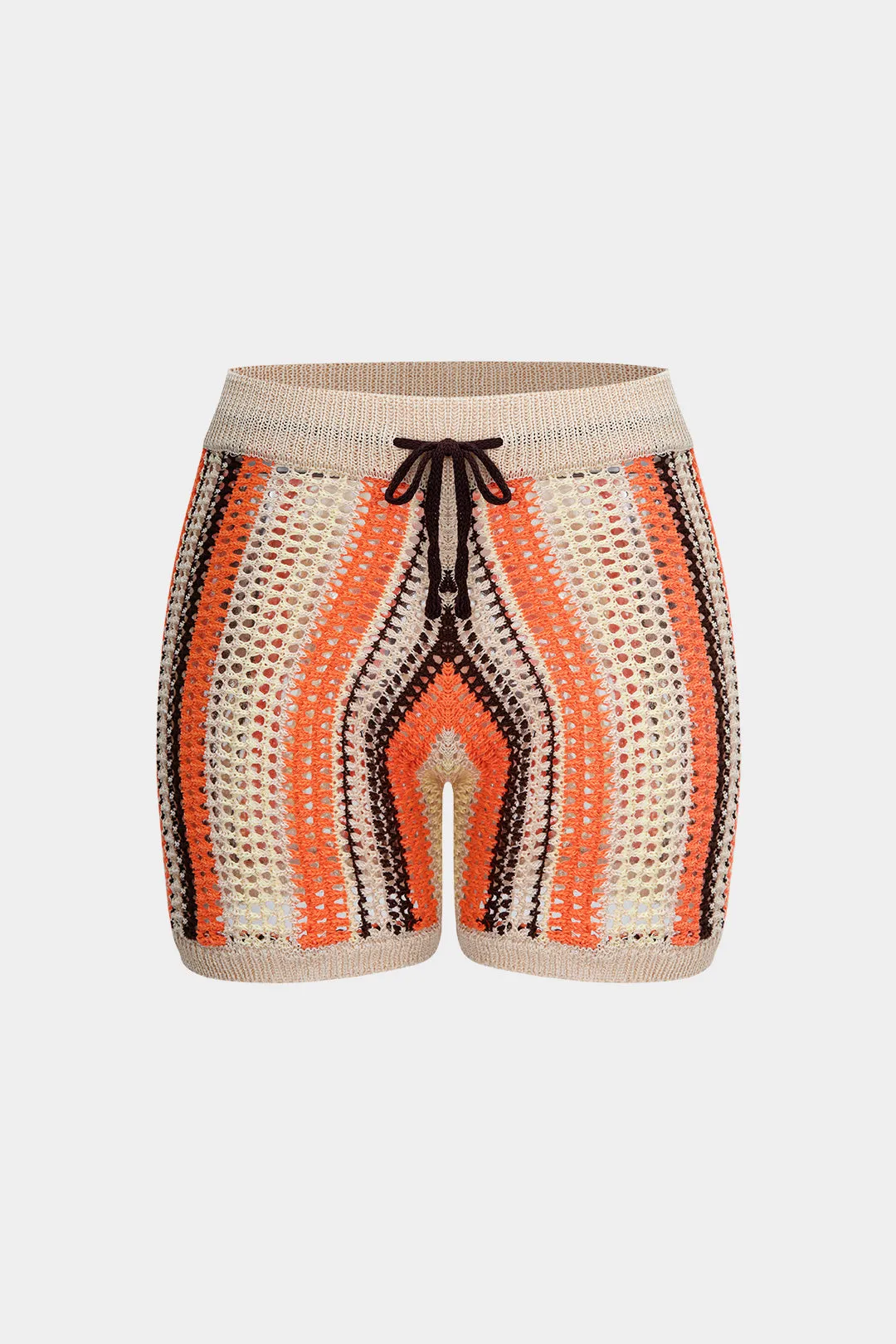 Contrast Print Knit Hollow Out Shorts sold by Micas