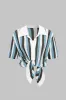 Color Block Stripes Print Knit Button Hollow Out Short-Sleeve Top sold by Micas