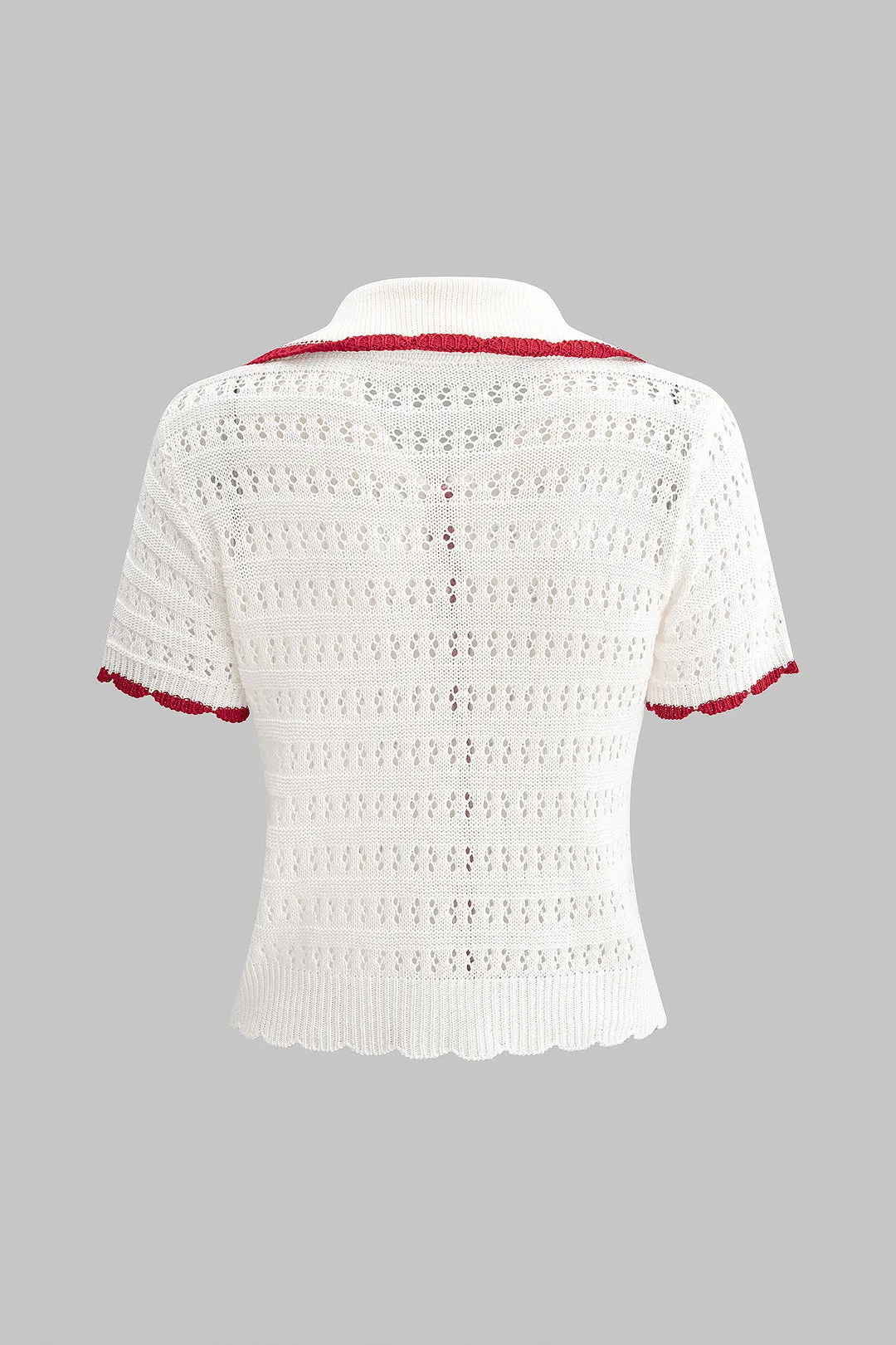 Knit Contrast Button Pocket Short-Sleeve Top sold by Micas product image thumbnail 2