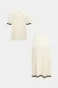 Knit Contrast Button Short-Sleeve Shirt And Skirt Set sold by Micas