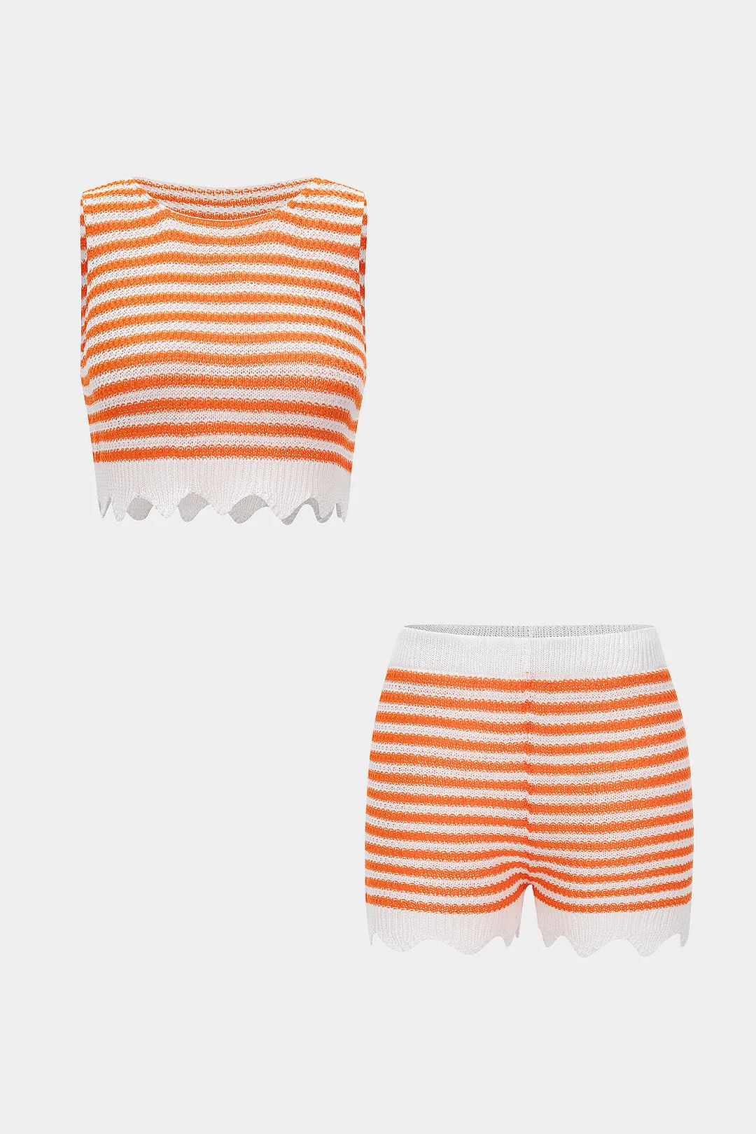 Knit Contrast Stripes Print Tank Top And Shorts Set sold by Micas product image thumbnail 2