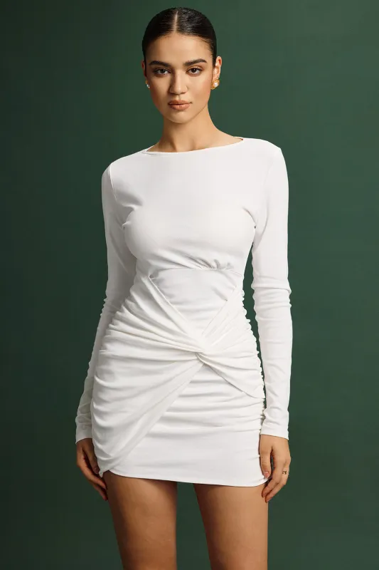 Twist Knot Ruched Long Sleeve Mini Dress sold by Micas