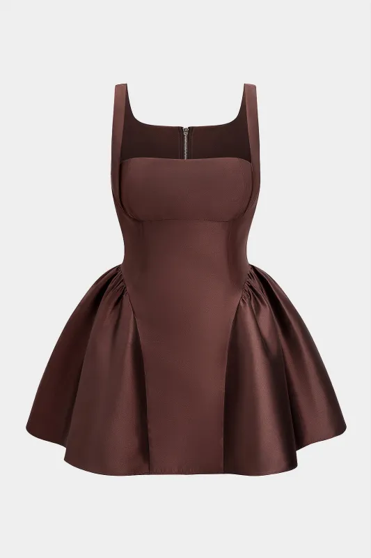 Plus Size Zipper Puff Hem Sleeveless Mini Dress sold by Micas