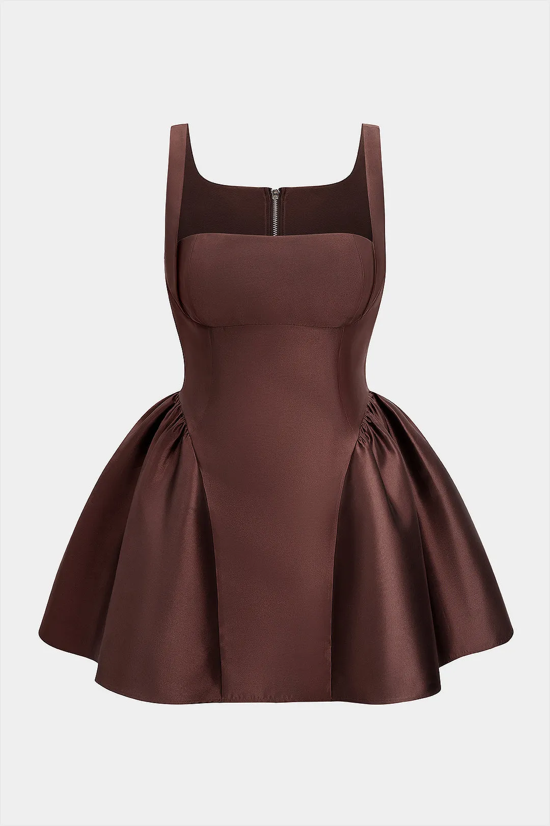 Plus Size Zipper Puff Hem Sleeveless Mini Dress sold by Micas