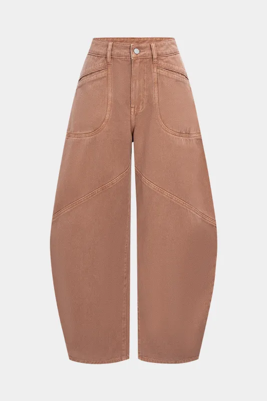 Denim Wide Leg Barrel Jeans sold by Micas
