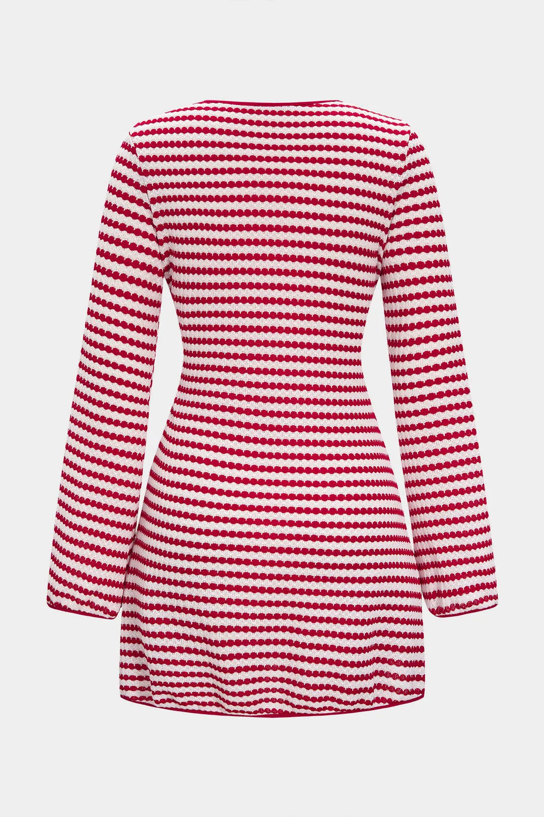 Stripes Print Knit Round Neck Long Sleeve Dress sold by Micas product image thumbnail 2