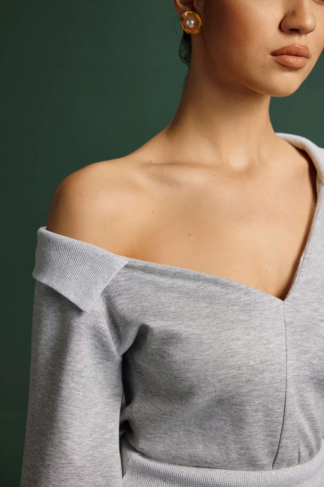 Asymmetrical Neck Ruched Long Sleeve Mini Dress sold by Micas product image thumbnail 5