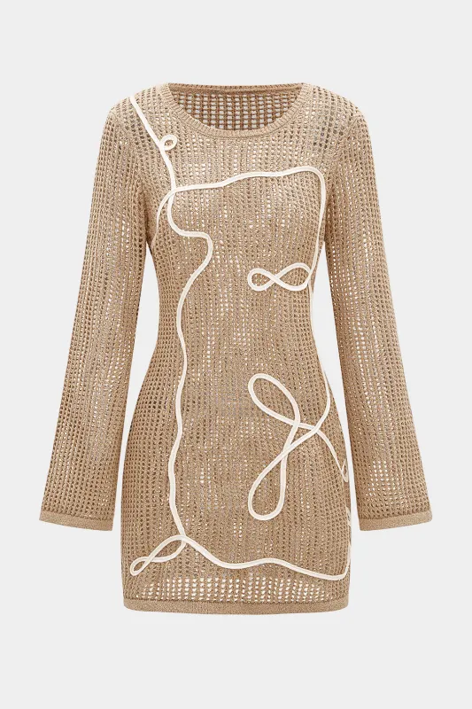 Knit 3D Embroidery Long Sleeve Dress sold by Micas