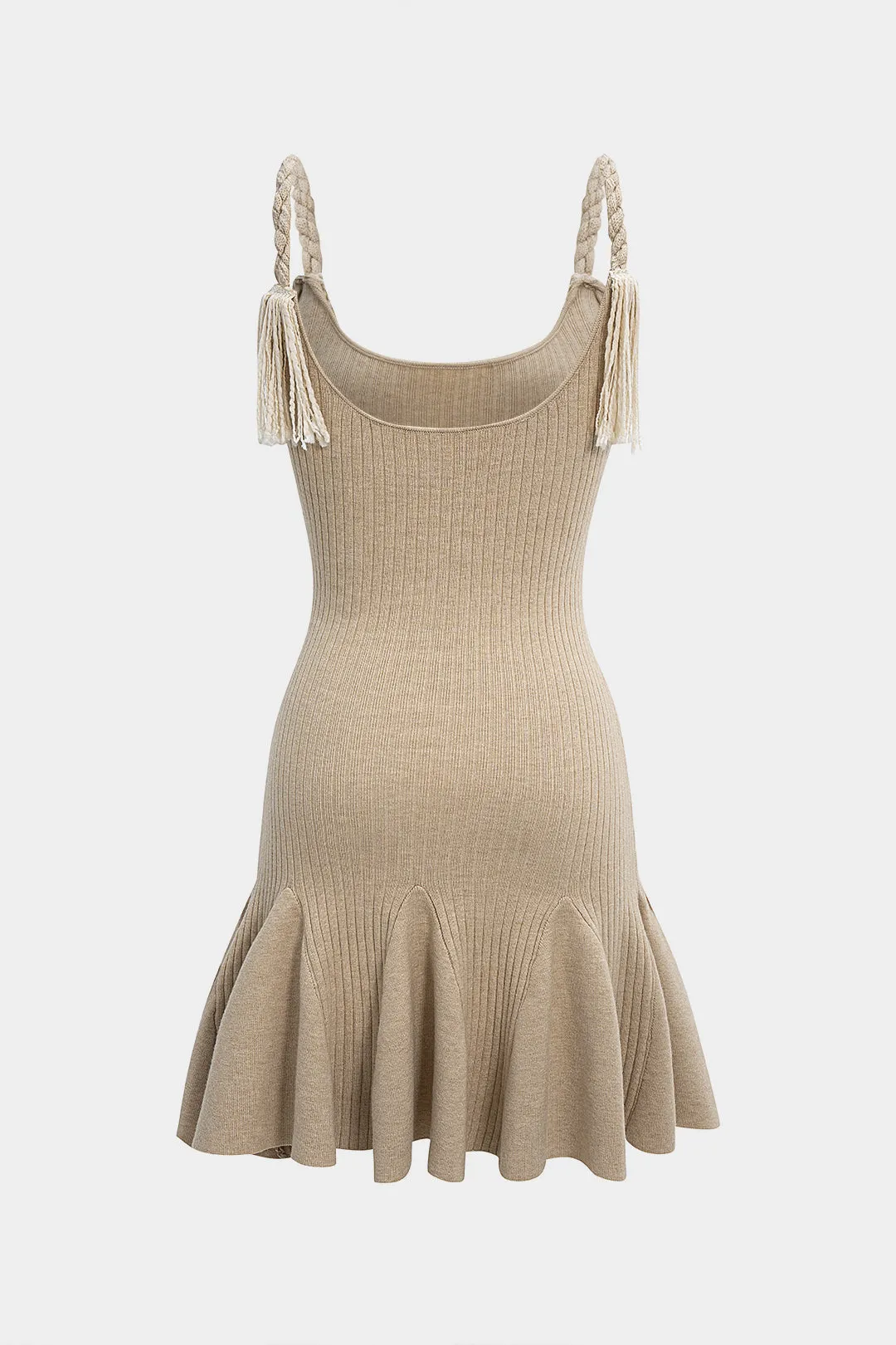 Knit Fringe Braided Slip Ribbed Ruffle Sleeveless Dress sold by Micas product image thumbnail 2
