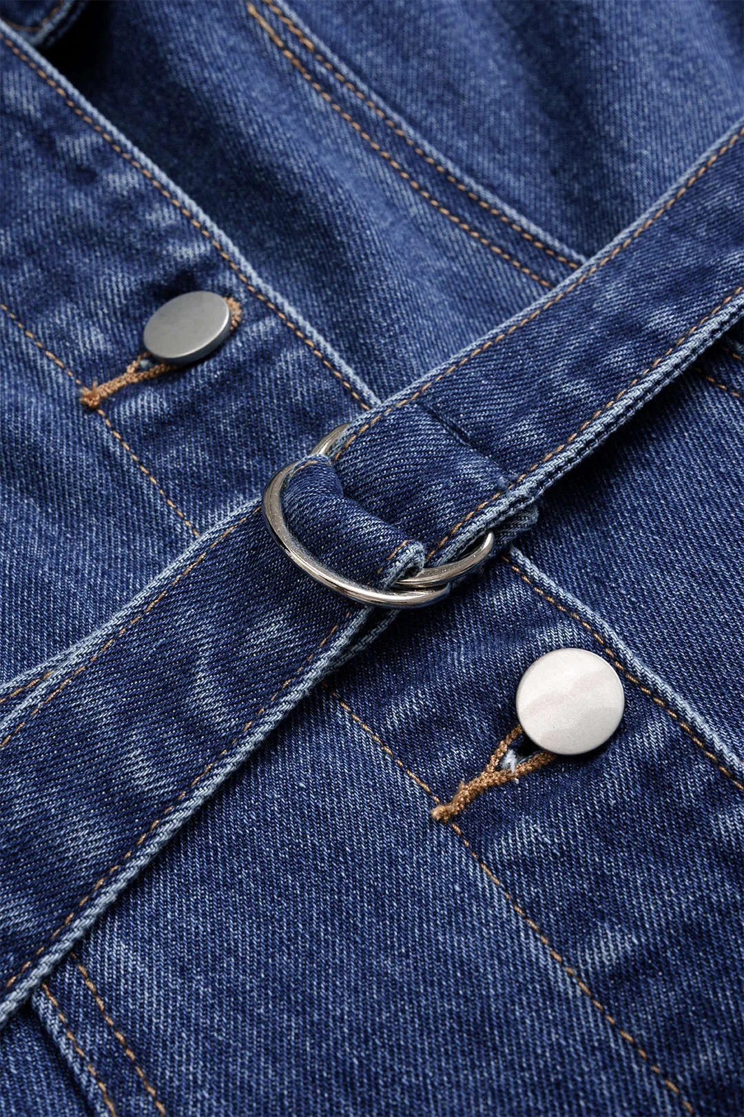 Denim Button Belted Long Sleeve Dress sold by Micas product image thumbnail 4