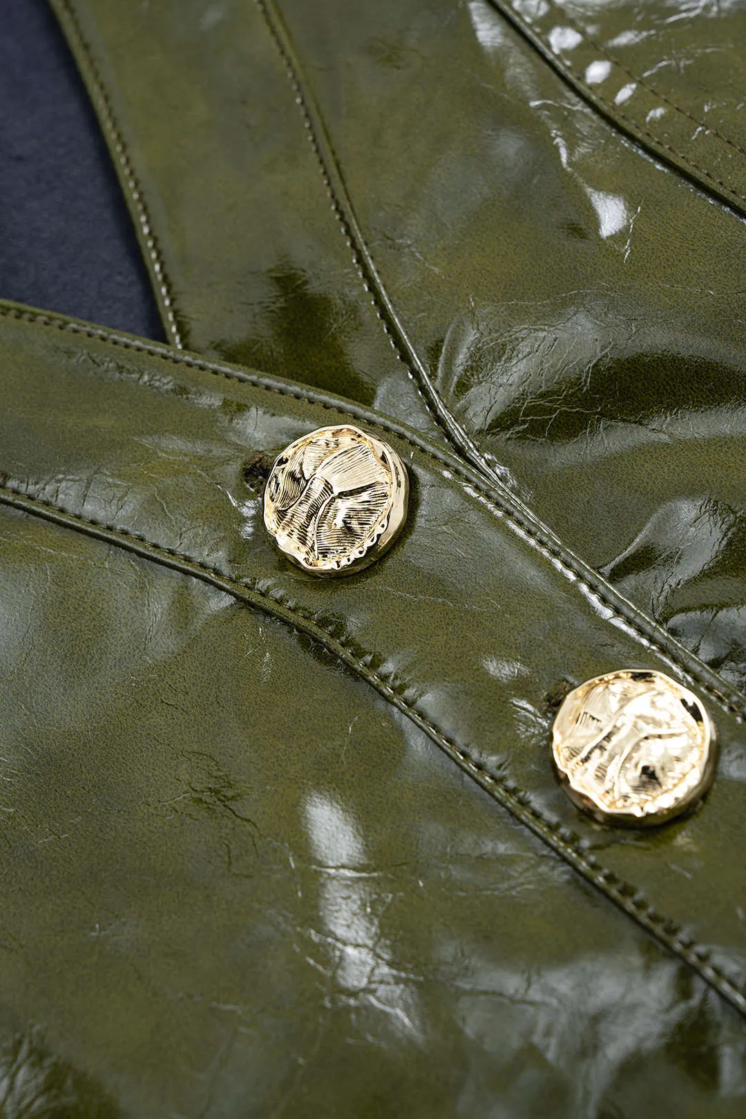 Faux Leather Button Short Sleeve Mini Dress sold by Micas product image thumbnail 3