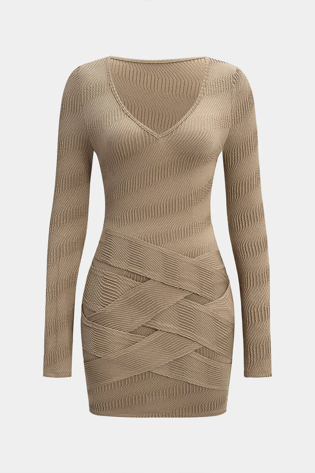 V-Neck Crossed Long Sleeve Mini Dress sold by Micas