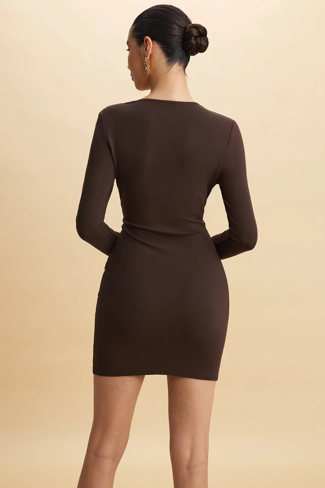Metallic Ruched V-Neck Long Sleeve Mini Dress sold by Micas product image thumbnail 3