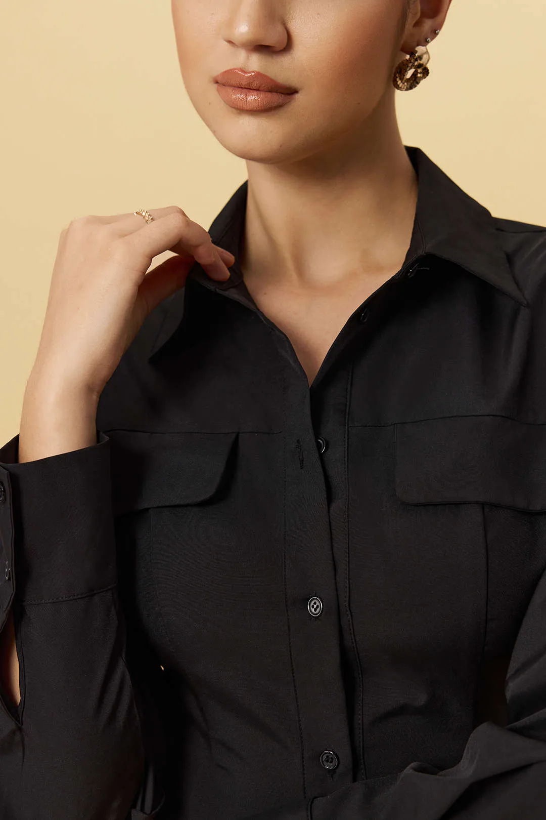 Button Ruched Long Sleeve Maxi Dress sold by Micas product image thumbnail 4