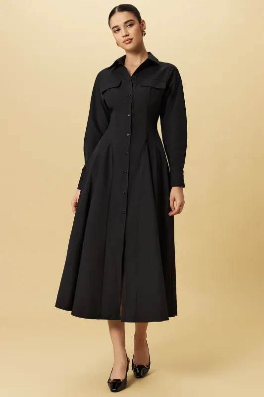 Button Ruched Long Sleeve Maxi Dress sold by Micas