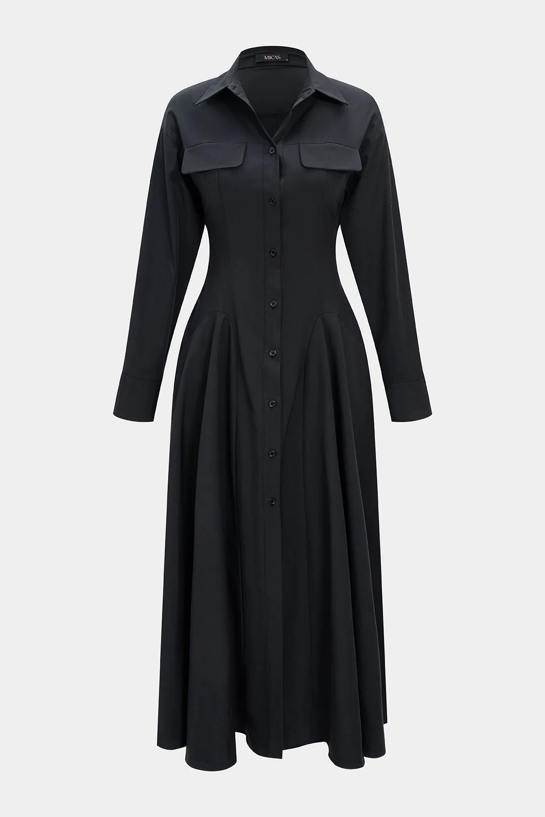 Button Ruched Long Sleeve Maxi Dress sold by Micas product image thumbnail 5