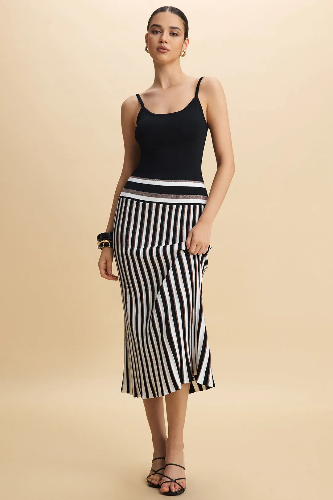 Knit Contrast Slip Sleeveless Dress sold by Micas