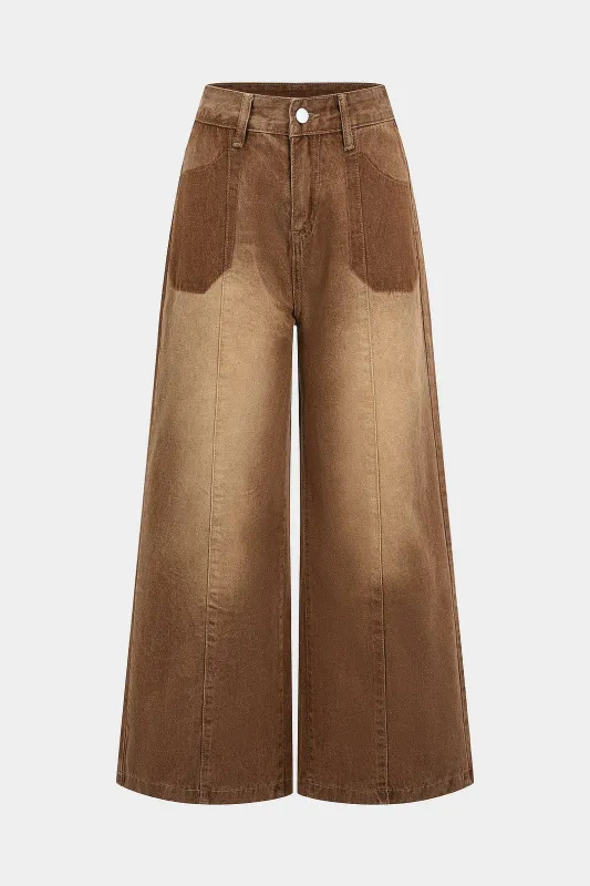 Denim High Waist Wide Leg Jeans sold by Micas