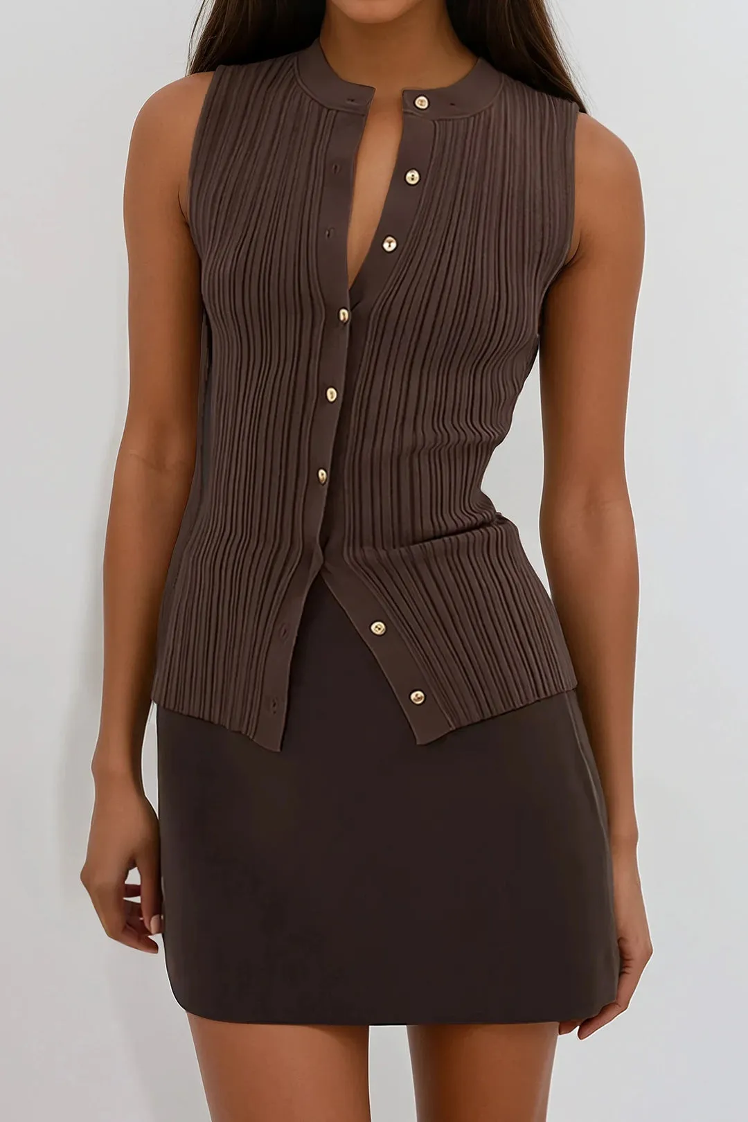 Knitted Metallic Ribbed Sleeveless Tank Top sold by Micas