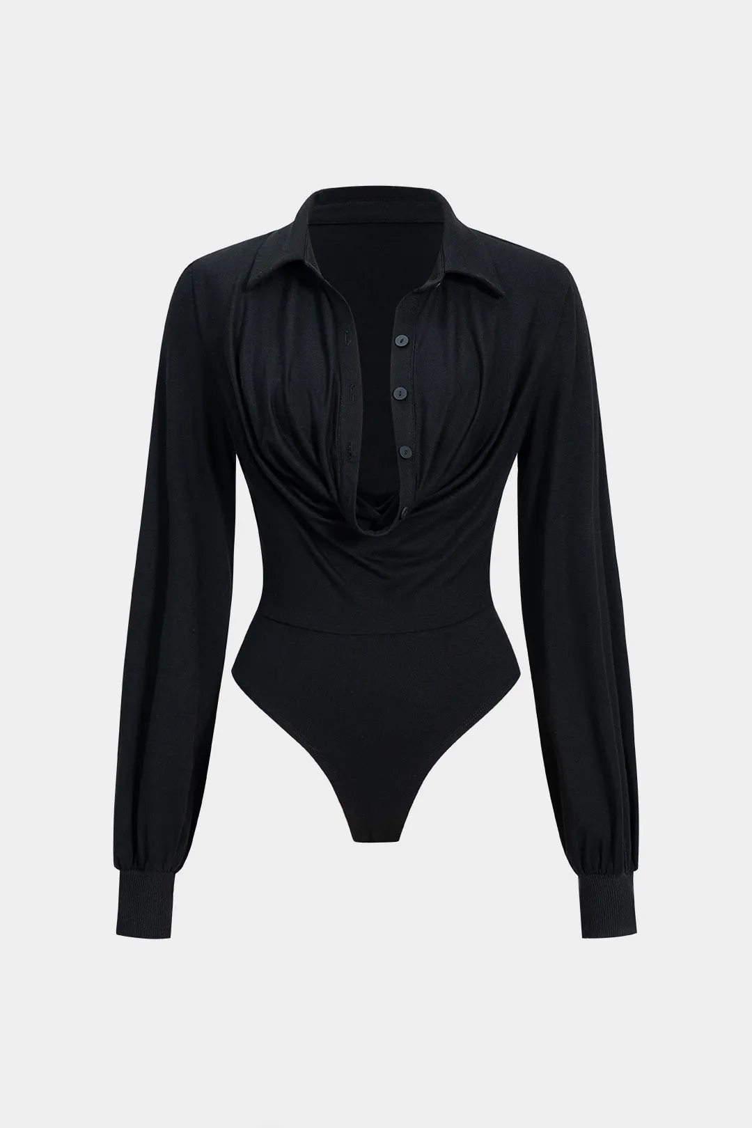 Button Ruched Long Sleeve Bodysuit sold by Micas