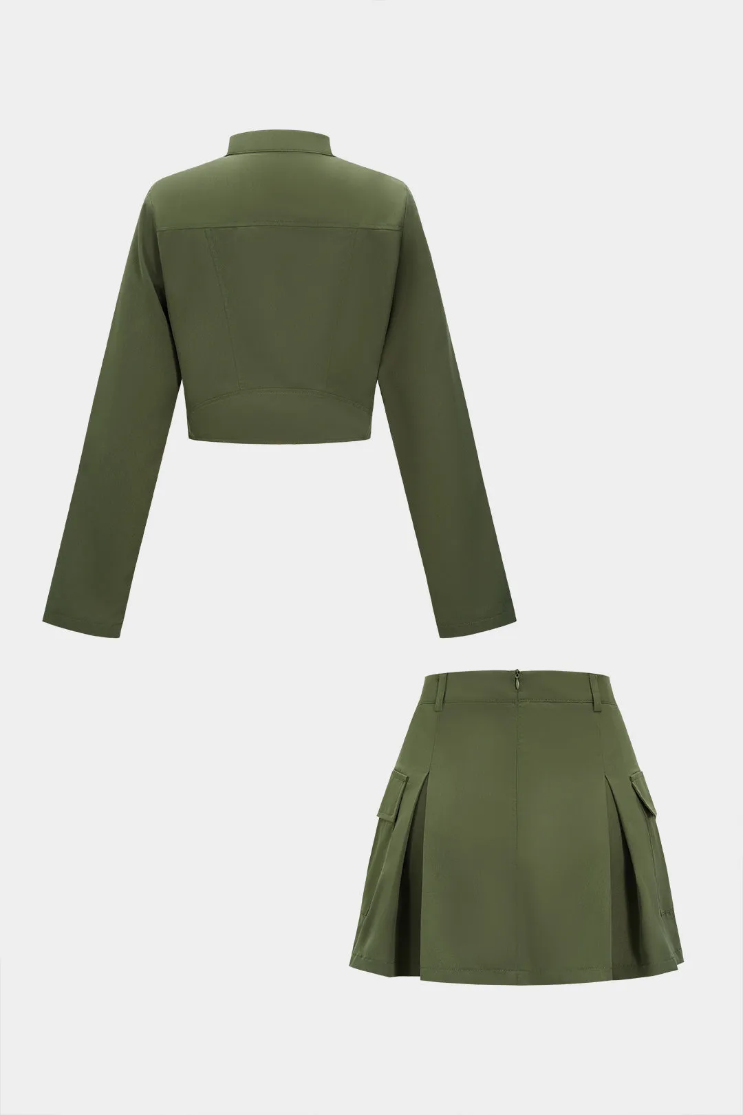 Zipper Long-Sleeve Top And High Waist Skirt Set sold by Micas product image thumbnail 2