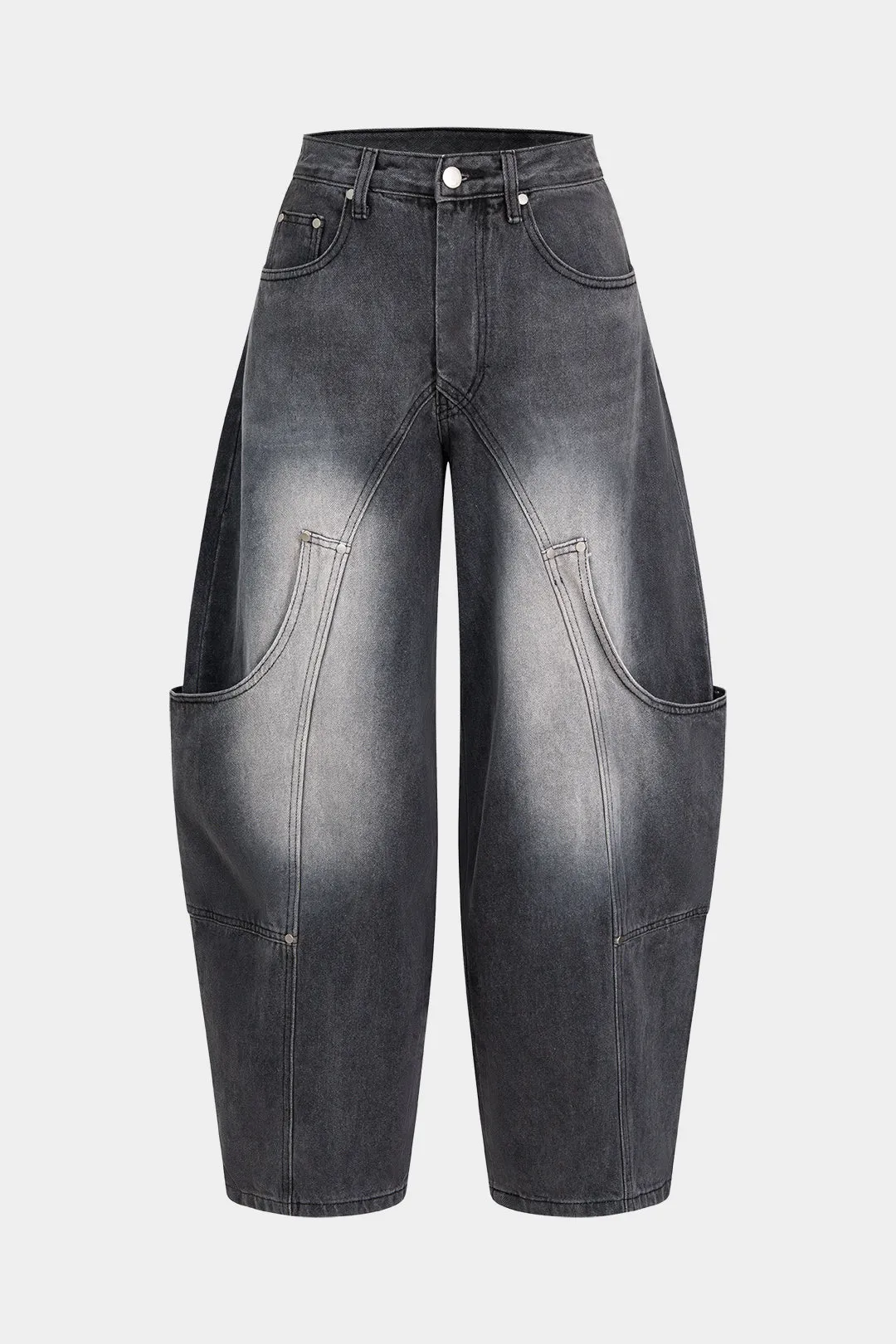 Denim Wide Leg Pocket Barrel Jeans sold by Micas