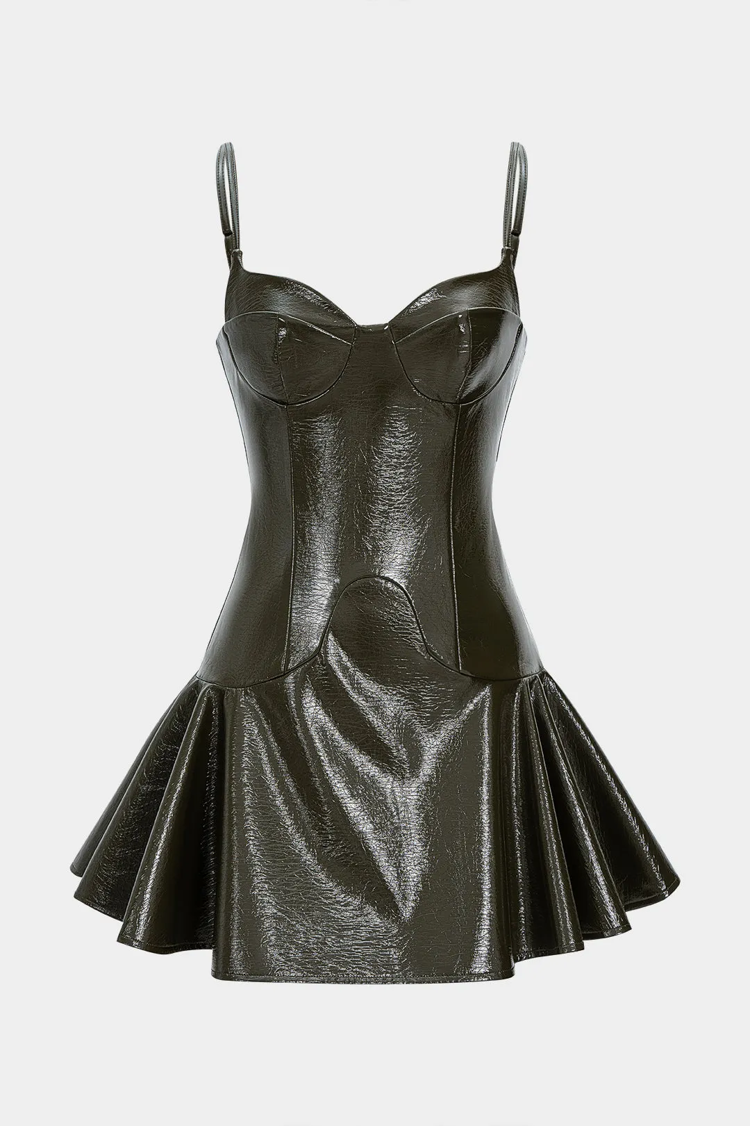 Faux Leather Zipper Sleeveless Mini Dress sold by Micas