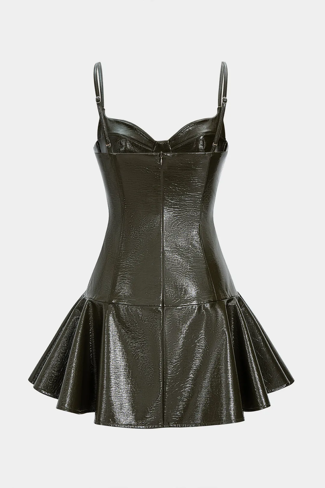 Faux Leather Zipper Sleeveless Mini Dress sold by Micas product image thumbnail 2
