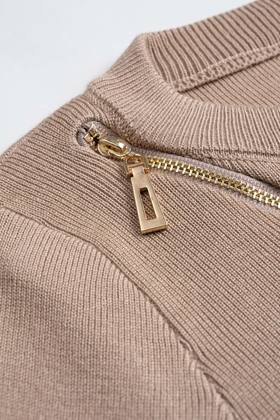 Knit Asymmetrical Zipper Long Sleeve Dress sold by Micas product image thumbnail 3