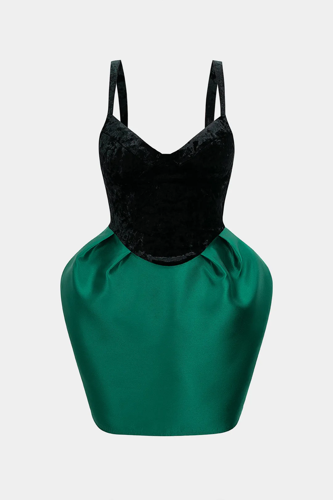 Satin Velvet Patchwork Zipper Slip Sleeveless Mini Dress sold by Micas