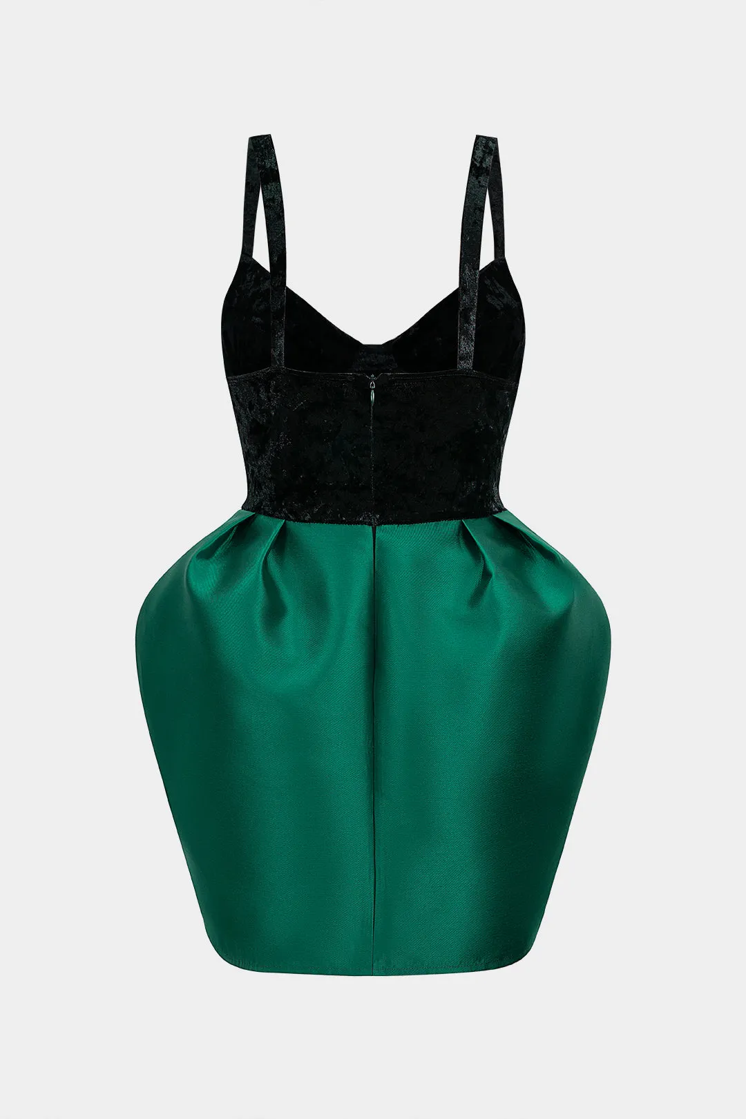 Satin Velvet Patchwork Zipper Slip Sleeveless Mini Dress sold by Micas product image thumbnail 2