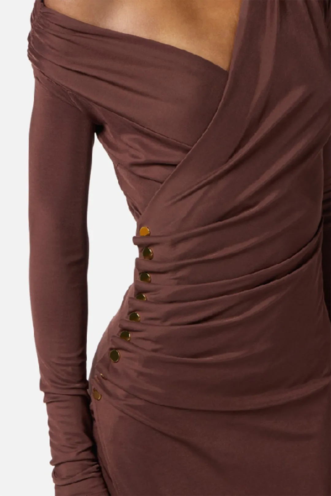 Asymmetrical Ruched Long Sleeve Maxi Dress sold by Micas product image thumbnail 3