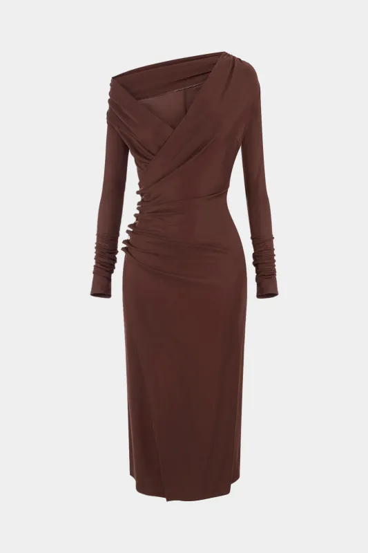 Asymmetrical Ruched Long Sleeve Maxi Dress sold by Micas