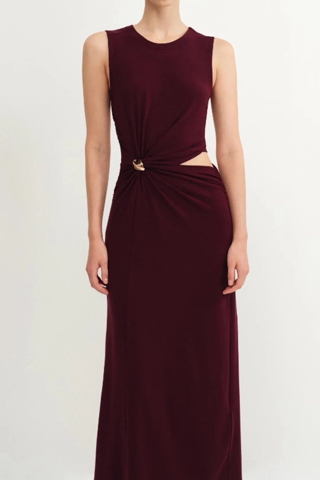 Metallic Decor Ruched Cut Out Sleeveless Maxi Dress sold by Micas product image thumbnail 3