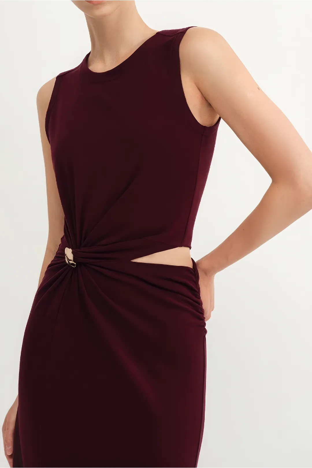 Metallic Decor Ruched Cut Out Sleeveless Maxi Dress sold by Micas product image thumbnail 4