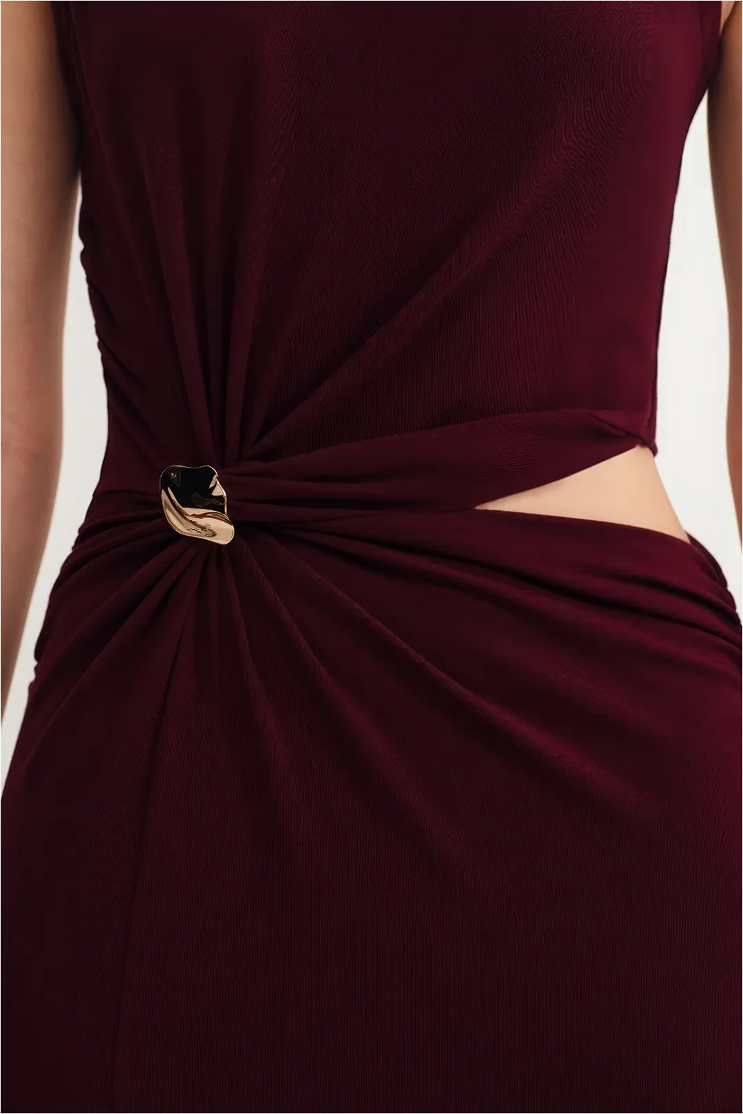 Metallic Decor Ruched Cut Out Sleeveless Maxi Dress sold by Micas product image thumbnail 5