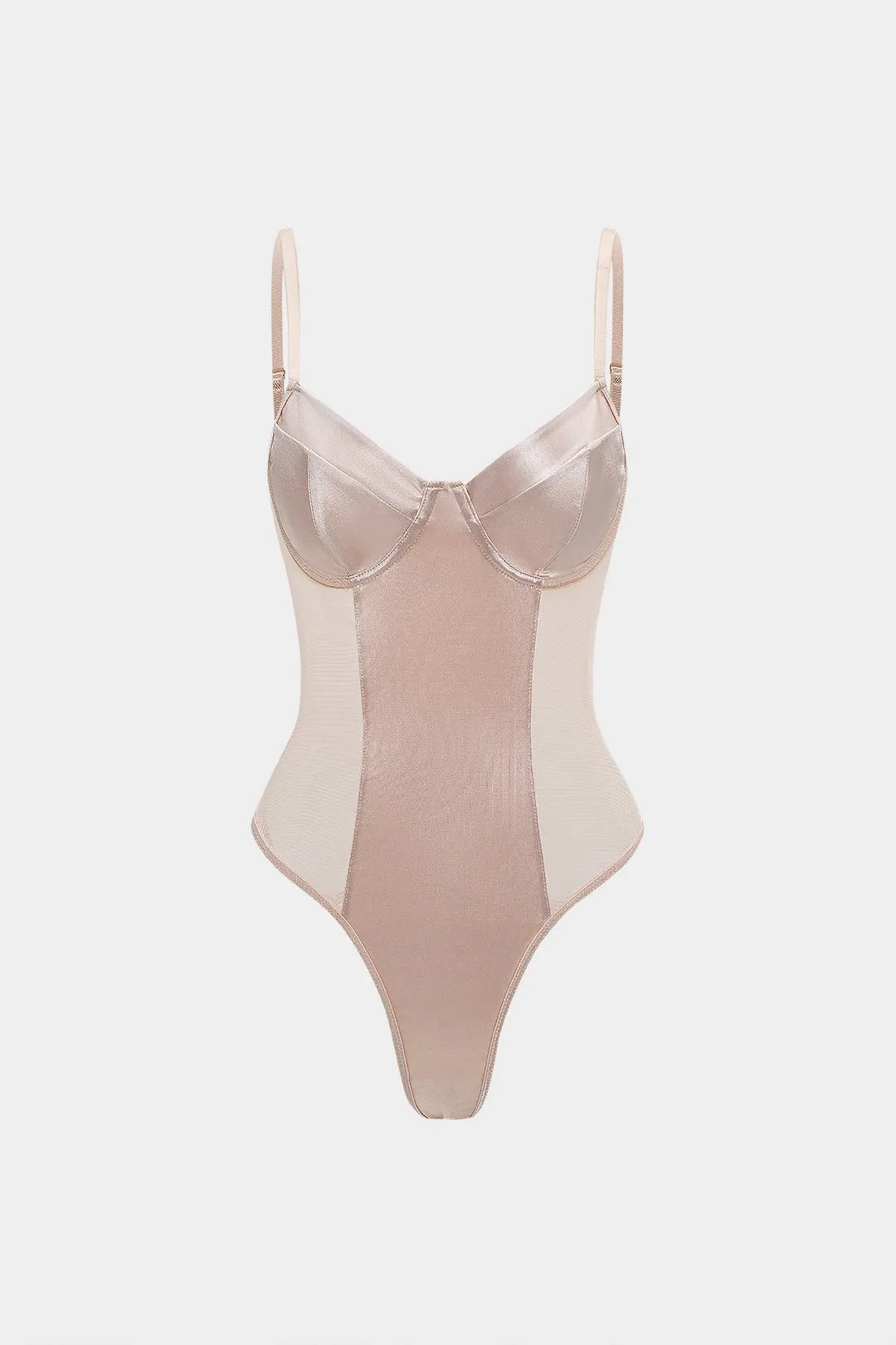 Satin Patchwork Slip Sleeveless Bodysuit sold by Micas