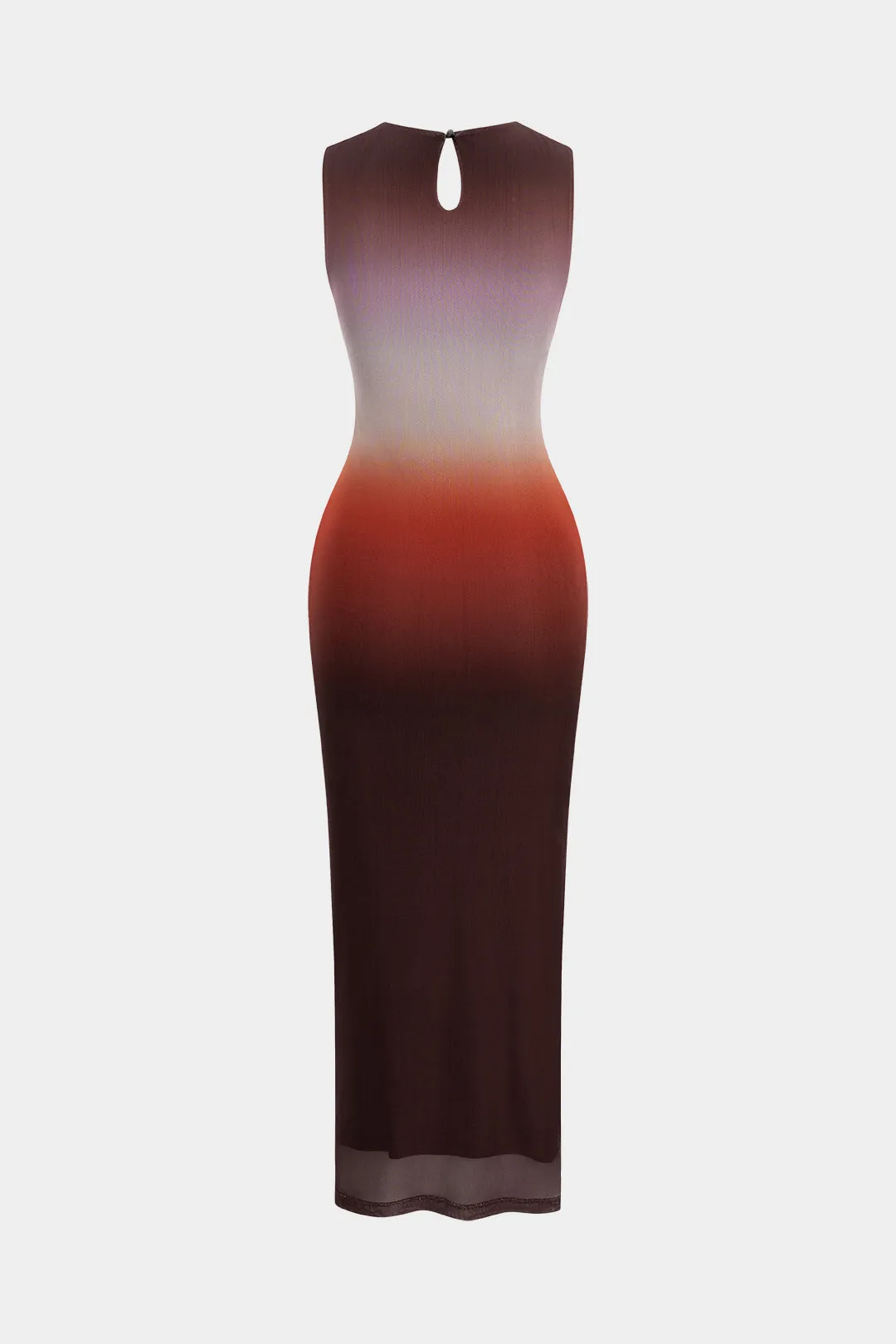 Ombre Print Mesh Ruched Round Neck Sleeveless Maxi Dress sold by Micas product image thumbnail 2