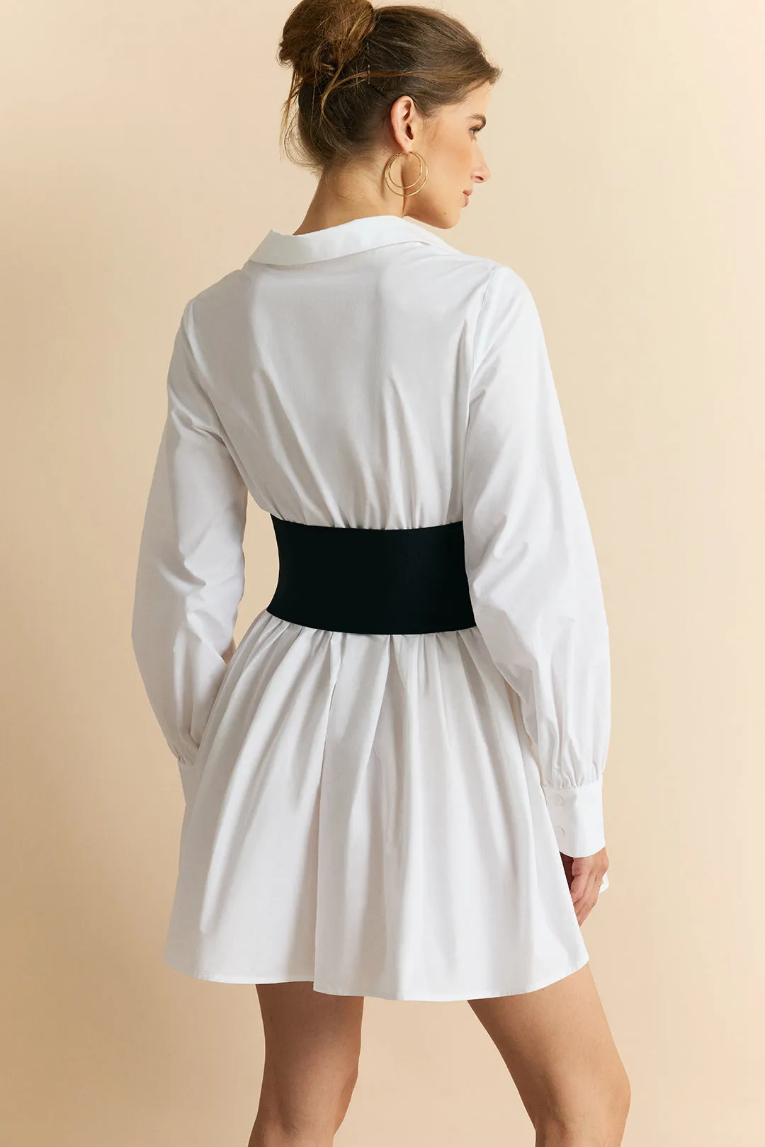 Button Ruched Belted Long Sleeve Mini Dress sold by Micas product image thumbnail 2