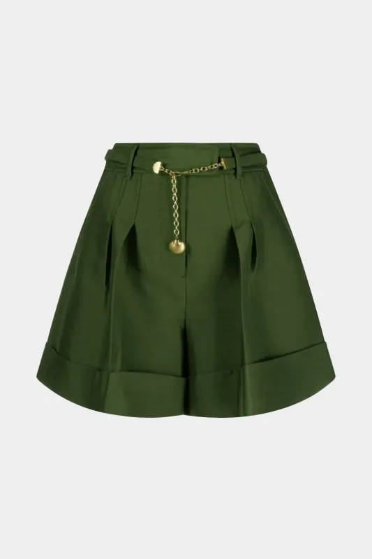 High Waist Belted Metallic Decor Wide Leg Shorts sold by Micas